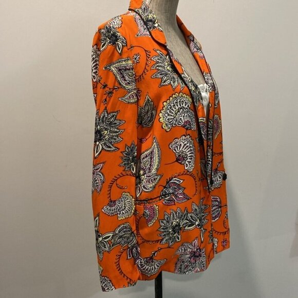 ASOS Jacket Black White Orange Floral - Picture 9 of 14